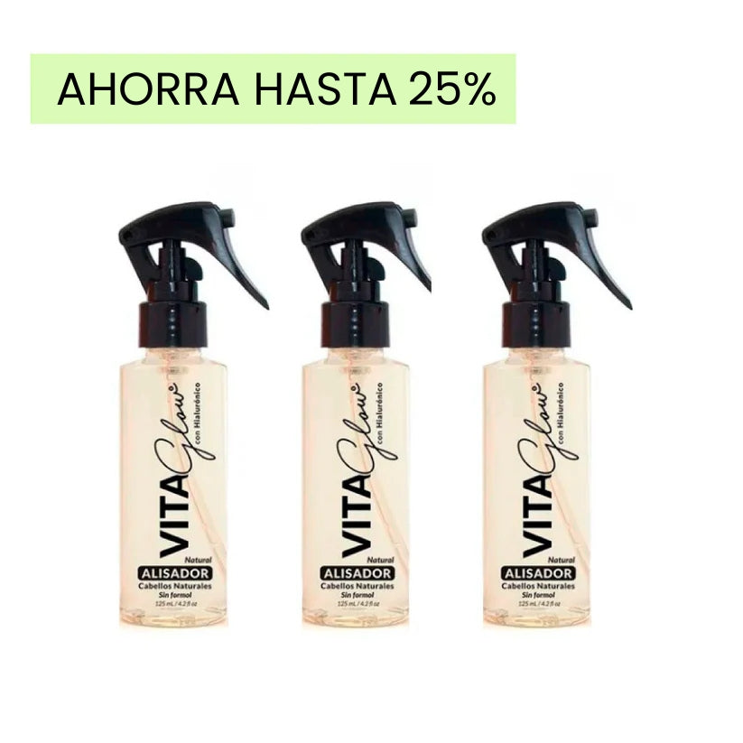 Tres frascos del alisador para cabellos naturales – Combo x3 VitaGlow alisador progresivo sin formol | Nova Oficial