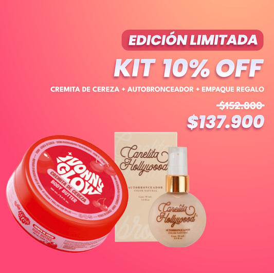 Kit autobronceador CANELITA HOLLYWOOD NATURAL + IVONNY GLOW CREMITA DE CEREZA