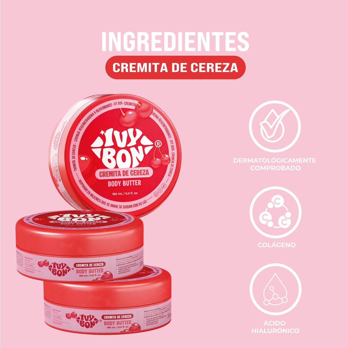 Ingredientes de la cremita: colágeno y ácido hialurónico – Ivy Bon cremita de cereza | Nova Oficial