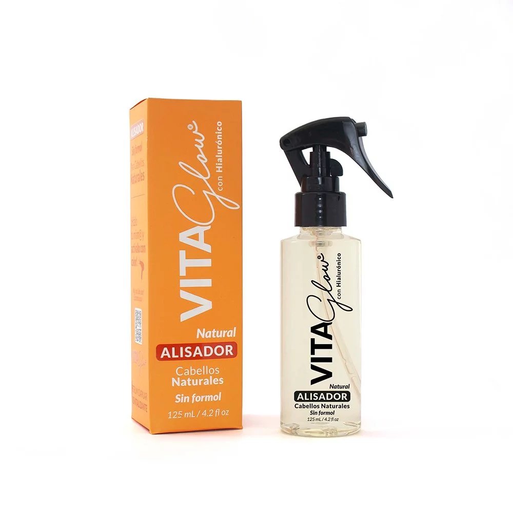 Frasco de 125 ml con atomizador y su caja, para cabellos naturales – VitaGlow alisador progresivo sin formol | Nova Oficial